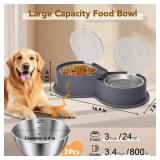 Newget Stainless Steel Dog Bowl Set with Lids, 304 Metal Dual Food and Water Bowls for Dogs and Cats, Foldable Pet Feeder with Cover Keeps Food Fresh, Anti-Skid Dog Dish for SmallMediumLarge Pets - Re