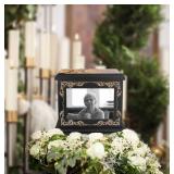 Cremation Urns for Human Ashes Adult Male or Female, Funeral Memorial Urns for Ashes with Photo Frame, Wooden Urns Box and Casket for Men Women, Burial Urn for Adults Up to 200 IBS - Retail: $35
