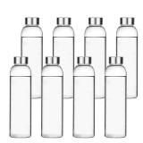Encheng Glass Water Bottles,16oz Glass Drinking Bottle With Leakproof Stainless Steel Cap,Reusable Juice Bottles Beverage Drinkware,To Go Travel Bottles For Drink,Sauce,8Pack - Retail: $21