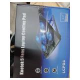 Kootek Laptop Cooling Pad, Laptop Cooler with 5 Quiet Fans for 12\-17\in Computer PC Notebook Gaming Laptop Fan, Height Adjustable Laptop Cooling Stand Laptop Accessories, Blue - Retail: $26in