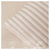 Kevin Textile Soft Plush 14x36 Inch Long Lumbar Pillow Cover 1 Pack, Luxury Fluffy Faux Fur Striped Flannel Rectangle Body Cushion Case for Couch Sofa Chair Bed Home Decor, Beige - Retail: $19