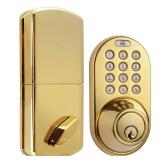 MiLocks TF-02P Keyless Entry Door Lock with Keypad, Auto-Lock Triple Security System, Easy to Install Keypad Door Lock for Interior or Exterior Use, Polished Brass - Retail: $46