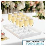 US Acrylic White Plastic Serving Trays (Set of 4) 15 x 10 | Large Unbreakable Reusable Rectangular Party Platters | Serve Appetizers, Fruit, Veggies, and Desserts | BPA-Free and Made in USA - Reta