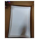 US Acrylic White Plastic Serving Trays (Set of 4) 15 x 10 | Large Unbreakable Reusable Rectangular Party Platters | Serve Appetizers, Fruit, Veggies, and Desserts | BPA-Free and Made in USA - Reta
