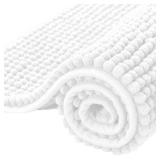 SUBRTEX Bathroom Rugs Chenille Bath Rug Soft Short Plush Bath Mat Soft Shower Mat Water Absorbent Shower Mat Quick Dry Machine Washable(White,16\ x 24\in) - Retail: $15in