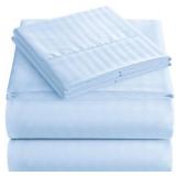 Queen Sheet Set - 4-Piece Striped Queen Size Bed Sheets - Soft and Cooling Deep Pocket Queen Bed Sheet Set - Wrinkle-Free Microfiber Bedding with 1 Fitted Sheet, 1 Flat Sheet, 2 Pillowcases - Retail: 