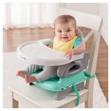 Ingenuity by Summer Unisex Deluxe Comfort Folding Booster Seat with Feeding Tray, Chair Straps Secure Booster, and Removable Seat Pad, Grey - Retail: $28