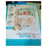 Ingenuity by Summer Unisex Deluxe Comfort Folding Booster Seat with Feeding Tray, Chair Straps Secure Booster, and Removable Seat Pad, Grey - Retail: $28