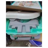 Ingenuity by Summer Unisex Deluxe Comfort Folding Booster Seat with Feeding Tray, Chair Straps Secure Booster, and Removable Seat Pad, Grey - Retail: $28