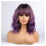 Inaccharide Ombre Purple Wigs with Bangs 14