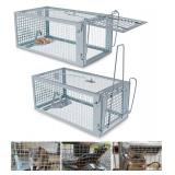 2 Packs Humane Rat Trap Outdoor, Wanqueen Humane Mouse Traps Indoor, Small Rodent Chipmunk Trap and Other Live Animal Cage Catch and Release - Retail: $31