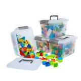 Citylife 4 Packs 6 QT Storage Bins with Lids Clear Plastic Bins with Grey Handle Stackable Storage Containers for Organizing - Retail: $29