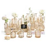 RUCKACE Bud Vases in Bulk 22 Gold Glass Small Vases Flower Vase for Centerpiece Table Wedding Decorations Home Decor Party - Retail: $36