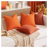 MIULEE 24x24 Inch Pack of 2 Decorative Linen Pillow Covers Boho Farmhouse Modern Soft Accent Euro Shams Throw Pillows for Bed Neutral Cushion Covers Sofa Couch Living Room Home Decor, Burnt Orange - R