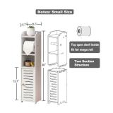 AOJEZOR Toilet Paper Holder Stand: Bathroom Storage Cabinet Beside Toilet for Small Space Bathroom with Toilet Roll Holder - White - Retail: $30