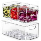 Hudgan Large Taco Bar Serving Set for Party with 3 Containers(50 Oz), Mimosa Bar Accessories with Separate Lids, Chilled Condiment Caddy Organizer for Salad, Fruit, Party Garnish - Retail: $25