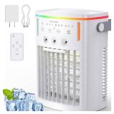 ANGFA Portable Air Conditioners,Evaporative Air Cooler with 1000ML Water Tank,3 Spray Ports,3 Speeds and 3 Mist Level,7 Color Night Light,8H Timer, Personal Ac Units for Bedroom Office Camping - Retai