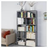 MOYIPIN Bookshelves, Assembled Storage Rack, Bedroom Living Room Vertical Cabinet Bookshelf, Double Row 10-Grid Multi-Functional Storage Equipment (Grey) - Retail: $21