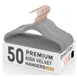 Smartor Kids Velvet Hangers 50 Pack, 14 Inch Premium Non Slip Kids Felt Hangers for Closet, Space Saving Toddler Clothes Hanger for Youth