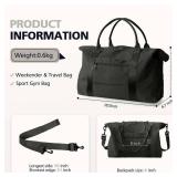 Travel Duffle Bag, Waterproof Weekender Bag Carry On Tote Bags for Women, Travel Essentials Sport Gym Bag for Men, Hospital Bag for Labor and Delivery, Overnight Bag Luggage Bag with Trolley Sleeve - 