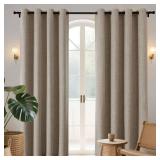 Joydeco Blackout Curtains 96 Inches Long 2 Panels Burg, Room Darkening Curtains for Bedroom, 100percent Black Out Textured Thermal Drapes Privacy Protection 2 Panels Set(W52 x L95 Inch, Linen) - Retai