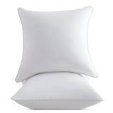 FAVRIQ 20 x 20 Pillow Inserts (Set of 2) - 20 Inch Square Interior Couch Throw Pillow with 100percent Cotton Cover - Decorative Pillow Insert Pair - White Sofa Pillow - Retail: $29