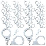 Junkin 24 Sets Halloween Plastic Handcuffs Toy Set with Safety Release Keys Handcuffs Fun Party Favor Gift, Stage Costume Prop Toy Halloween Hands Play Police Accessories - Retail: $19