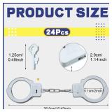 Junkin 24 Sets Halloween Plastic Handcuffs Toy Set with Safety Release Keys Handcuffs Fun Party Favor Gift, Stage Costume Prop Toy Halloween Hands Play Police Accessories - Retail: $19
