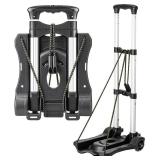 Vsaikeo Small Folding Hand Truck Dolly with 2 Wheels, Lightweight Aluminum Foldable Luggage Cart, Collapsible Cart Portable Dolly for Airport Travel Moving Use - Retail: $23
