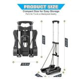 Vsaikeo Small Folding Hand Truck Dolly with 2 Wheels, Lightweight Aluminum Foldable Luggage Cart, Collapsible Cart Portable Dolly for Airport Travel Moving Use - Retail: $23