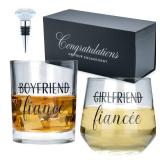 Newlywoo Engagement Gifts for Couples - Unique Fiance Gift for Him or Her! Whiskey Wine Glasses with Diamond Wine Stopper - Retail: $28