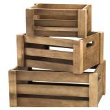 Lawei Set of 3 Wood Nesting Storage Crates with Handle, Rustic Farmhouse Decorative Wooden Crates Distressed Crates Storage Container for Display, Large Vintage Wood Decor Crates Wooden Baskets - Reta