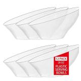 bUCLA 12 Pack Clear Plastic Serving Bowls - 20 OZ Angled Serving Bowls Disposable for Chip,Candy,Salad and Fruit - Ideal for Party and Wedding - Retail: $20