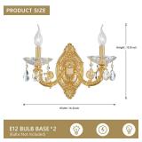 LIZZTREE Gold Crystal Contemporary Wall Lights - Beside 2 Lights Sconce Light, Decorative Wall Lamp Light Fixtures for Bedroom, Living Room, Foyer - Retail: $90