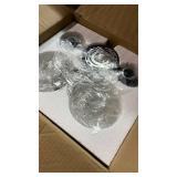 Qufute 2 Light Bathroom Vanity Light Clear Glass Globe Wall Sconce Lights Black Wall Mount Light with Ribbed Glass Shade, Mid Century Modern Wall Sconce for Over Mirror Bedroom Hallway - Retail: $90