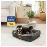Tidore Orthopedic Dog Beds for Medium Dogs, Durable Egg Crate Foam Sofa Dog Bed wit Washable Removable Cover,Waterproof Lining,Pet Bed for Large Dogs (Dark Grey-Velvet, 26.4\ L x 21.7\in W x 6.2\in Th