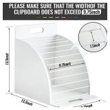 Wonderjune 1 Pcs Clipboard Holder Wooden Metal Clipboards Storage Rack with Raised Side Panel Clipboard Organization and Storage for Classroom Office School Teacher, White, Clip Boards Not Included - 