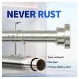 Mcrbeay Shower Curtain Rod, 1\ Diameter Heavy Duty Tension Shower Rod, Non Slip Adjustable 28-74 inch No Drill Shower Curtain Rods Spring Tension For Bathroom, Shower Stall, No Rust, Brushed Nickel - 