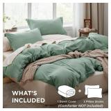 Bedsure Sage Green Duvet Cover King Size - 3 Pieces Prewashed Cotton-Like Extra Soft Bedding Set, Includes 1 Duvet Cover 104x90 Inches with Zipper Closure and 2 Pillow Shams, Comforter Not Included - 