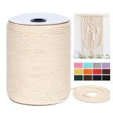 Macrame Cord 4mm x 328Yards(984Feet),Natural Cotton Macrame Rope - 3 Strands Twisted Macrame Cotton Cord for Wall Hanging, Plant Hangers, Crafts, Gift Wrapping and Wedding Decorations - Retail: $17