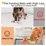 Dog Food Mat - Silicone Dog Mat for Food and Water - 28\ x 20\in Pet Feeding Mats with Residue Collection Pocket - Waterproof Dog Cat Bowl Mat with High Edges to Prevent Water Food Spills (Gray) - Ret
