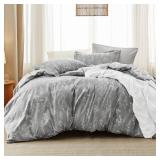 Bedsure TwinTwin XL Comforter Set - Grey Bed Set, 2 Pieces Cute Floral Bedding, 1 Soft Reversible Botanical Flowers Comforter and 1 Pillow Sham - Retail: $37