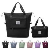 Large Capacity Folding Travel Bag, Lightweight Waterproof Luggage Bag, Expandable Travel Duffel Bag, Dry Wet Separated Gym Tote Bag, Weekender Overnight Bag for Women and Man (Black) - Retail: $16