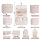 BAGAIL 10 Set Packing Cubes Various Sizes Packing Organizer for Travel Accessories Luggage Carry On Suitcase-Cream - Retail: $28