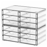 Yieach 2 Pack Acrylic Storage Drawers With 12 Small Drawer,Stackable Office Cabinet Organizer and Makeup Organizer,Clear Plastic Drawers for Craft Supply,Pen,Stationary,Accessory,Makeup,Desk Organizer