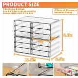 Yieach 2 Pack Acrylic Storage Drawers With 12 Small Drawer,Stackable Office Cabinet Organizer and Makeup Organizer,Clear Plastic Drawers for Craft Supply,Pen,Stationary,Accessory,Makeup,Desk Organizer