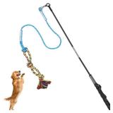 DIBBATU Flirt Pole for Dogs Interactive Dog Toys for Large Medium Small Dogs Chase and Tug of War, Dog Teaser Wand with Lure Chewing Toy for Outdoor Exercise and Training - Retail: $21