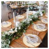 Yunlly Set of 48 Burlap Round Placemats Bulk Burlap Farmhouse Placemats Heat Resistant Round Table Mats Circle Jute Charger Place Mats Thanksgiving Christmas Rustic Table Decorations(11.8 in,Beige) - 