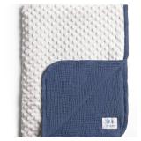 lulumoon Baby Blanket for Newborn Receiving: Minky Dot and Muslin Lightweight - Thermal Blanket Gift for Baby Shower and Hospital Welcoming 30\x40\in?Blue? - Retail: $14in