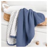 lulumoon Baby Blanket for Newborn Receiving: Minky Dot and Muslin Lightweight - Thermal Blanket Gift for Baby Shower and Hospital Welcoming 30\x40\in?Blue? - Retail: $14in